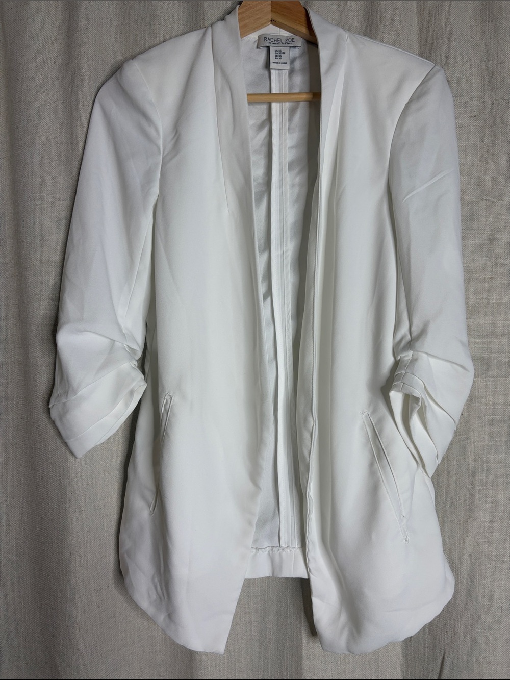 Rachel Zoe Ivory Open-Front Blazer with Rolled Sleeves